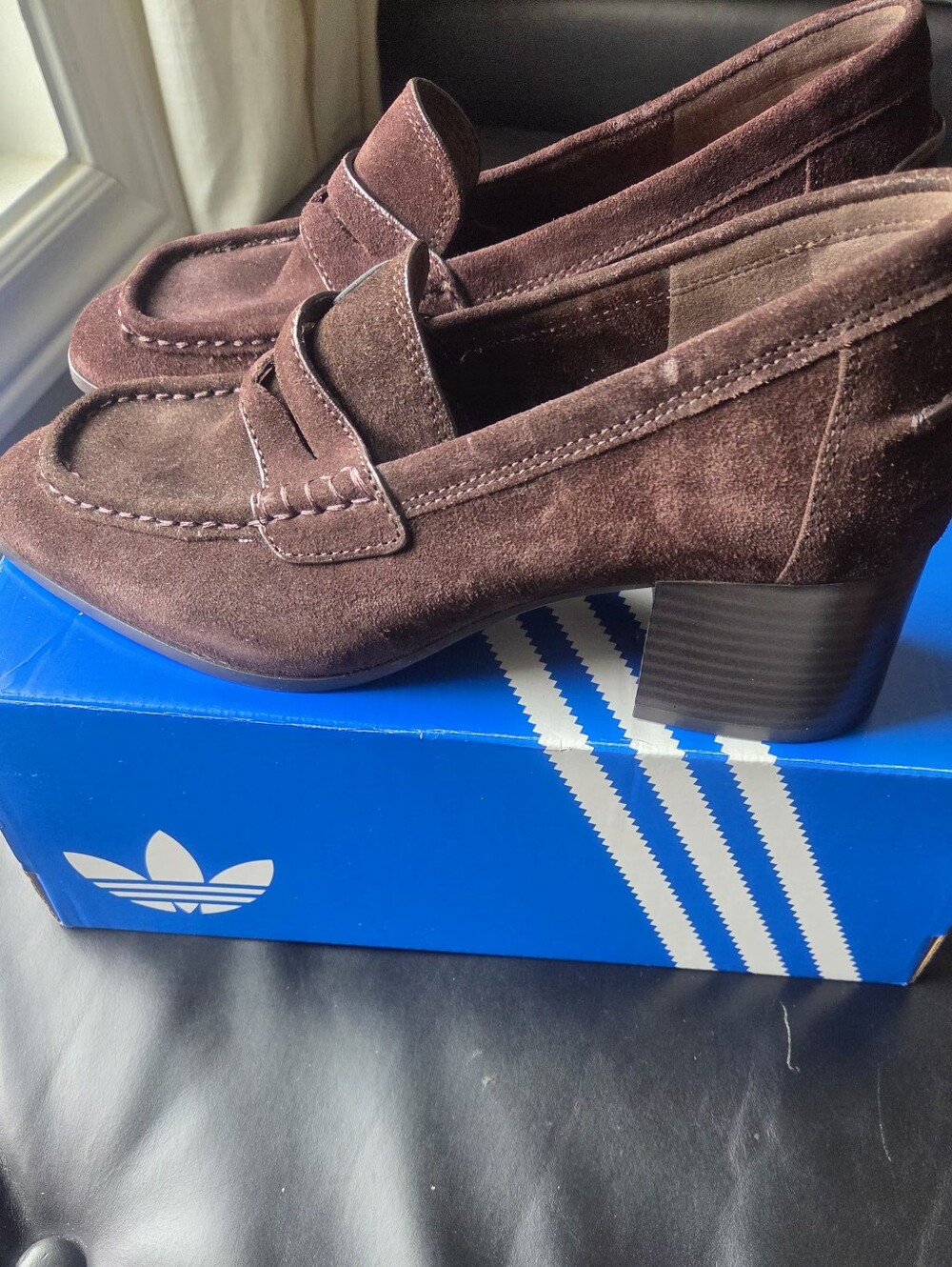 Zara Women's Brown Suede Block Heel Loafers 39